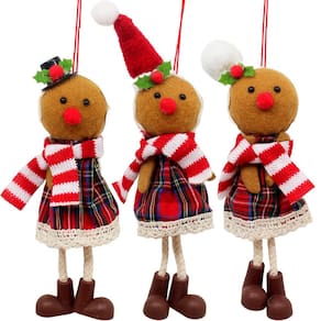 Kit 6 Pendentes Biscoito Xadrez Árvore Natal Decoração 17cm