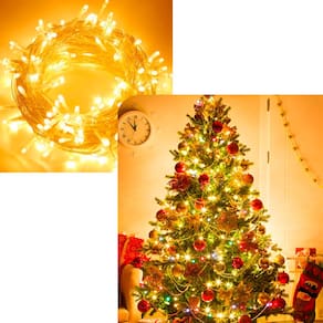 Cordão Pisca 100 Lâmpadas LED Amarelo Fio Branco De 220v 10M