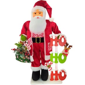 Boneco Natalino Papai Noel Saco Com Presentes Ho Ho Ho 90cm