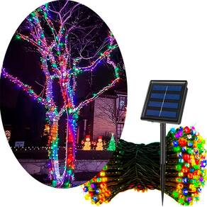 Pisca Luzes LEDs Fio Solar Colorido 500 Lâmpadas Natal 50m