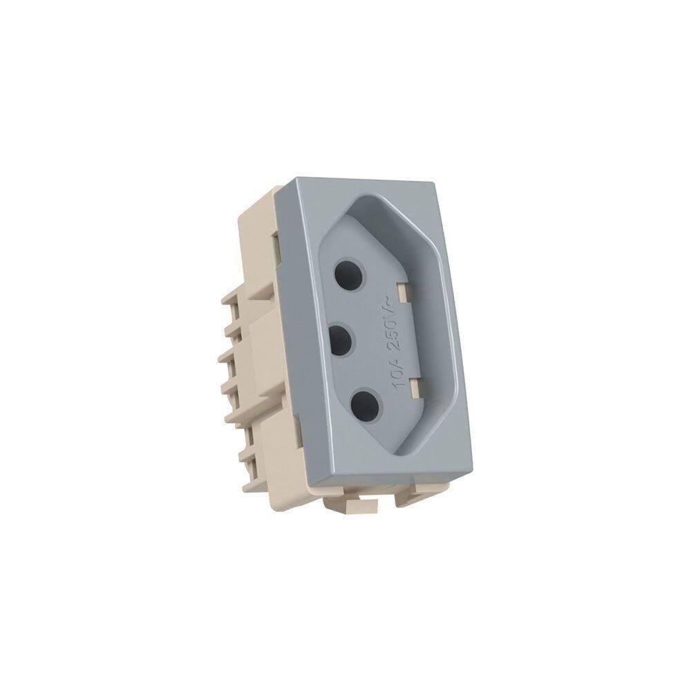 Módulo Tomada MarGirius Sleek Colors 2P+T 10A Cinza