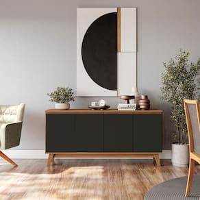 Aparador Kappesberg 4 Portas Canela/Preto Fosco 156cm