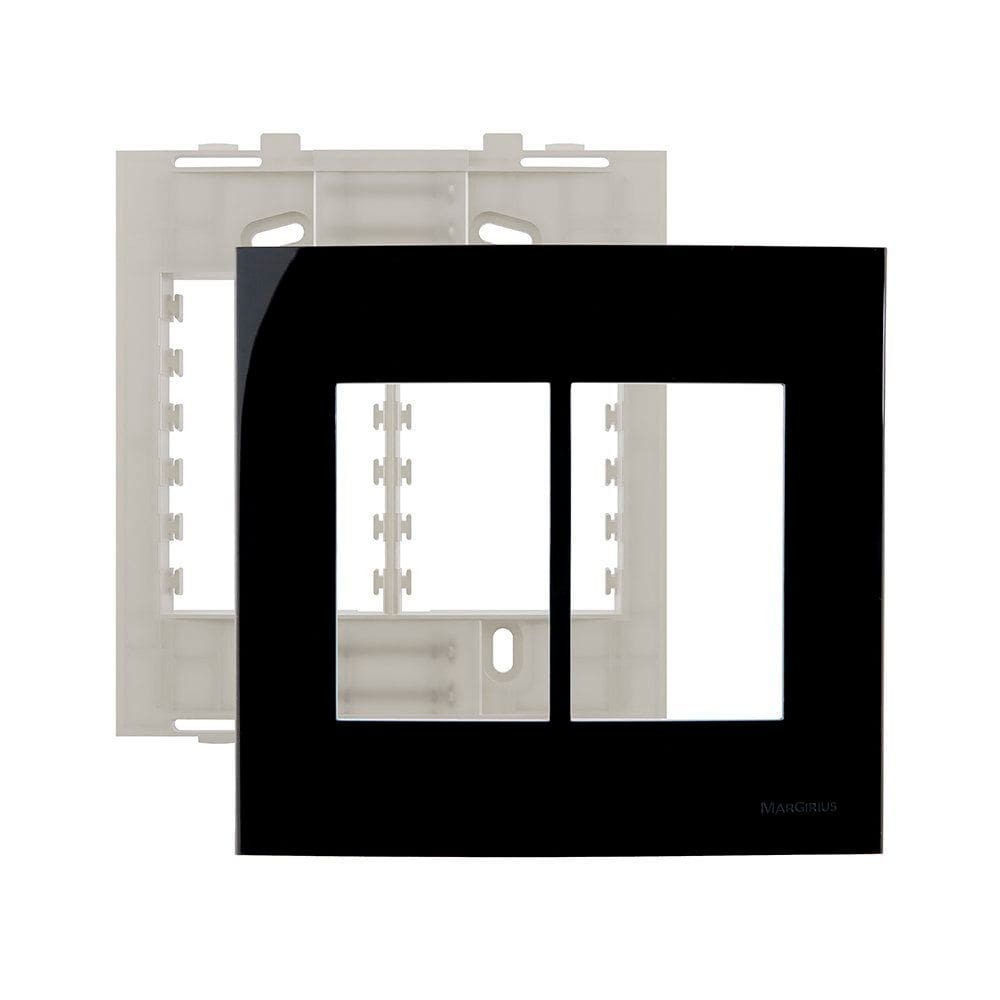 Placa com Suporte MarGirius Sleek 4x4 para 6 Módulos Horizontais Preto Ebony