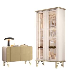 Cristaleira Évora com Buffet Benvenuto Champanhe Off White - HB Móveis