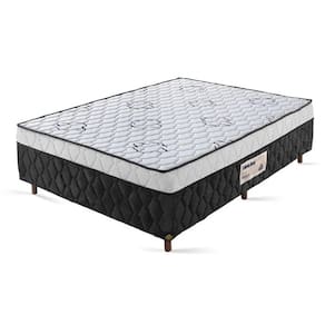 Cama Box Casal Ortopédica 138x188x52cm Preto/Branco - Suporta até 160kg por Pessoa
