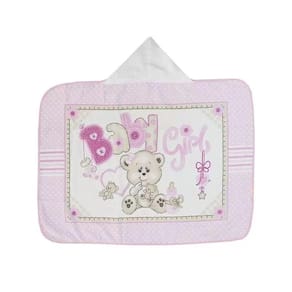 Toalha Banho Velour AF958 com Capuz Baby Girl Rosa - Dohler