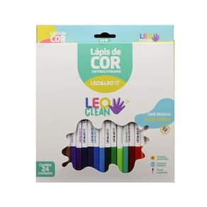 Lápis de Cor Antibacteriano Sextavado 24 Cores - Leo & Leo
