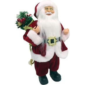 Boneco Papai Noel Tradicional Com Saco Presente Enfeite 32cm