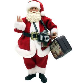 Boneco Papai Noel Tradicional Enfeite Viajante Turista 29cm