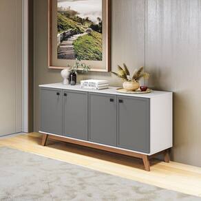 Aparador Kappesberg 4 Portas Shaker Branco/Cinza Sagrado 180cm