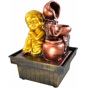 Fonte De Água Cascata Buda 3 Quedas Decoração Resina Bivolt
