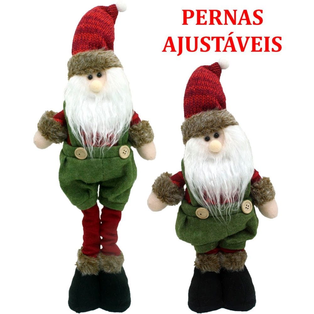 Enfeite Natalino Papai Noel Decorativo Perna Ajustáveis 45cm