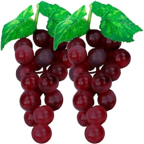 Kit 12 Cachos Fruta Artificial Uva Roxa De Silicone De 10cm