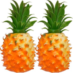 Kit 3 Abacaxi Tropical Isopor Fruta Artificial Enfeite 23cm