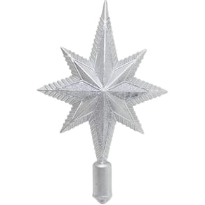 Estrela Ponteira Natalina Árvore Natal Prata Glitter De 30cm