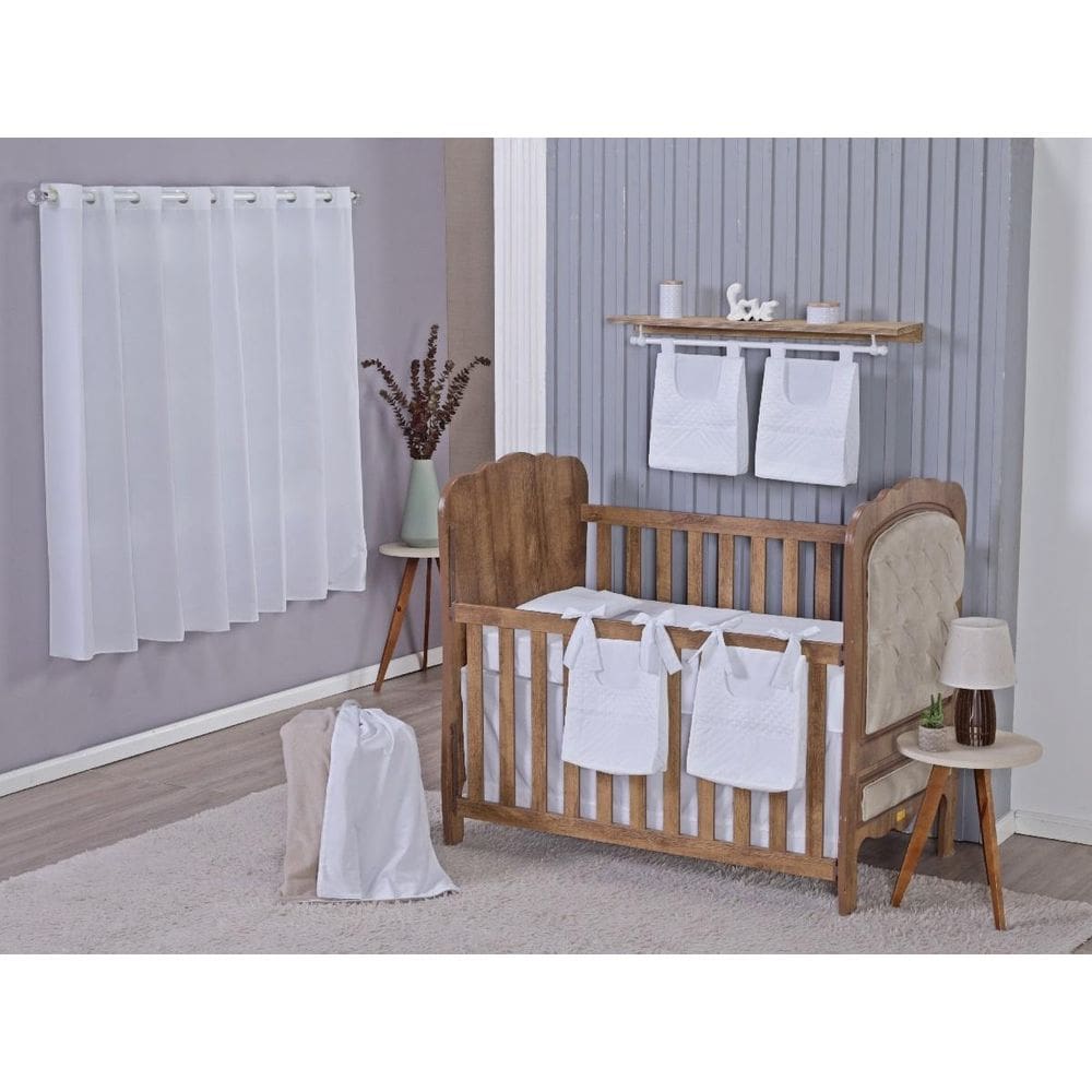 Enxoval Bebe Kit Berço Americano Cortina Algodão Menino