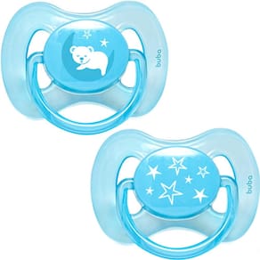 Kit 2 Chupetas Buba Comfort Tam 1 Noturna Ursinhos Azul