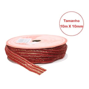 Rolo Fita De Juta Vermelho Natal Decoração Natalina 10mm x 10m