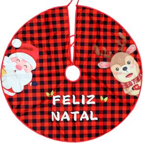 Saia De Árvore Natal Temática Papai Noel Rena Natalino 90cm