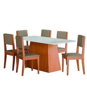 Conjunto Sala de Jantar Mesa 1,60m 6 Cadeiras Trento Madeirado/Mascavo Dobuê