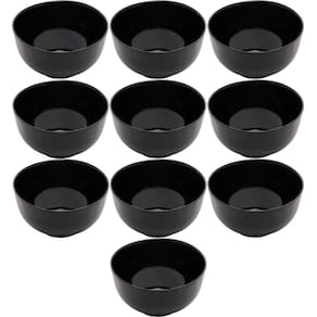 10 Tigelas de Vidro Opalino 700ml Diwali Black 14x8cm Lyor Bowl Petiscos Cumbuca