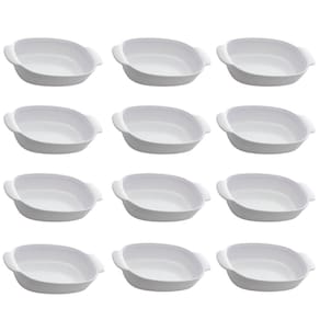 Conjunto 12 Travessas Melamina Branca com Alça Oval 31,5x18cm Milão Lyor