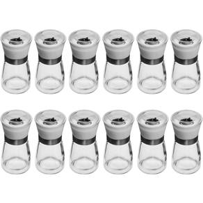 Kit 12 Moedores de Sal e Pimenta 170ml Vidro Manual Triturador Moinho Cerâmica Lyor