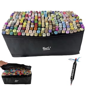 Canetinha Caneta 262 Cores Marcador Ponta Dupla Permanente Estojo Bolsa Duas Pontas Desenho Arte Pintura Cartaz Lazer