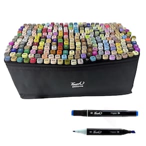 Canetinha Caneta 262 Cores Ponta Dupla Estojo Bolsa Marcador Permanente Duas Pontas Desenho Pintura Lazer Cartaz Trabalho