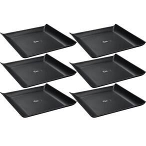 Kit 6 Bandejas Quadradas Preta 20,6cm Prato Cosy Petiscos Saladas Coza Plástico