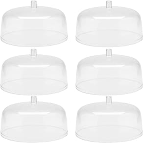 Kit 6 Cúpulas para Prato De Bolo Tampa Acrílico Cúpula 30cm Natural Boleira Padarias e Restaurantes