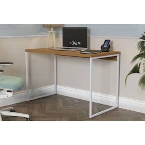 Mesa de Escritório Secretária Industrial LI002 Canela/Branco - Kappesberg