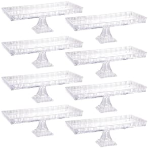Kit 8 Boleiras de Cristal Travessa com Pé Bandeja de Servir Decorativa Retangular Lyor