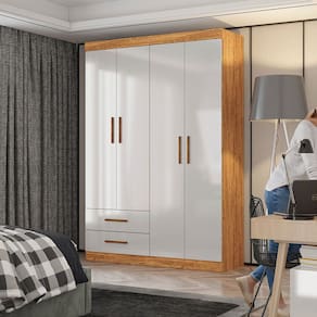 Guarda Roupa Casal Lu 4 Portas 2 Gavetas Carioca Móveis