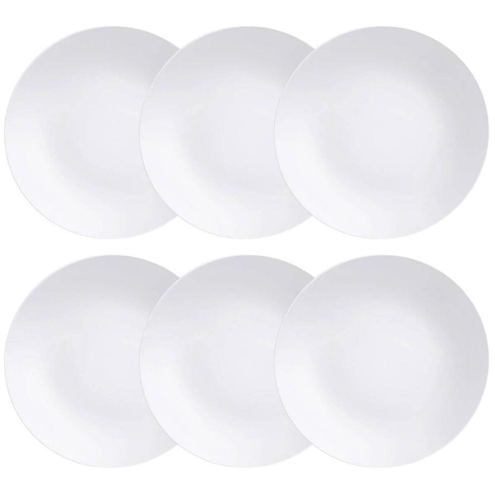 Kit 6 Pratos Rasos Porcelana Leonora Tramontina 25cm Branco Mesa Posta Cozinha Restaurante