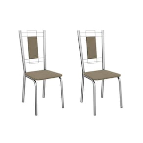 Cadeira Sala de Jantar Florença 2C005CR Aço Kit 2 Un Cromado/Boucle Bege Fendi - Kappesberg