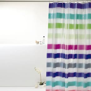 Cortina Para Box Banheiro PVC Antimofo 198x180cm - Listra Multicolorida
