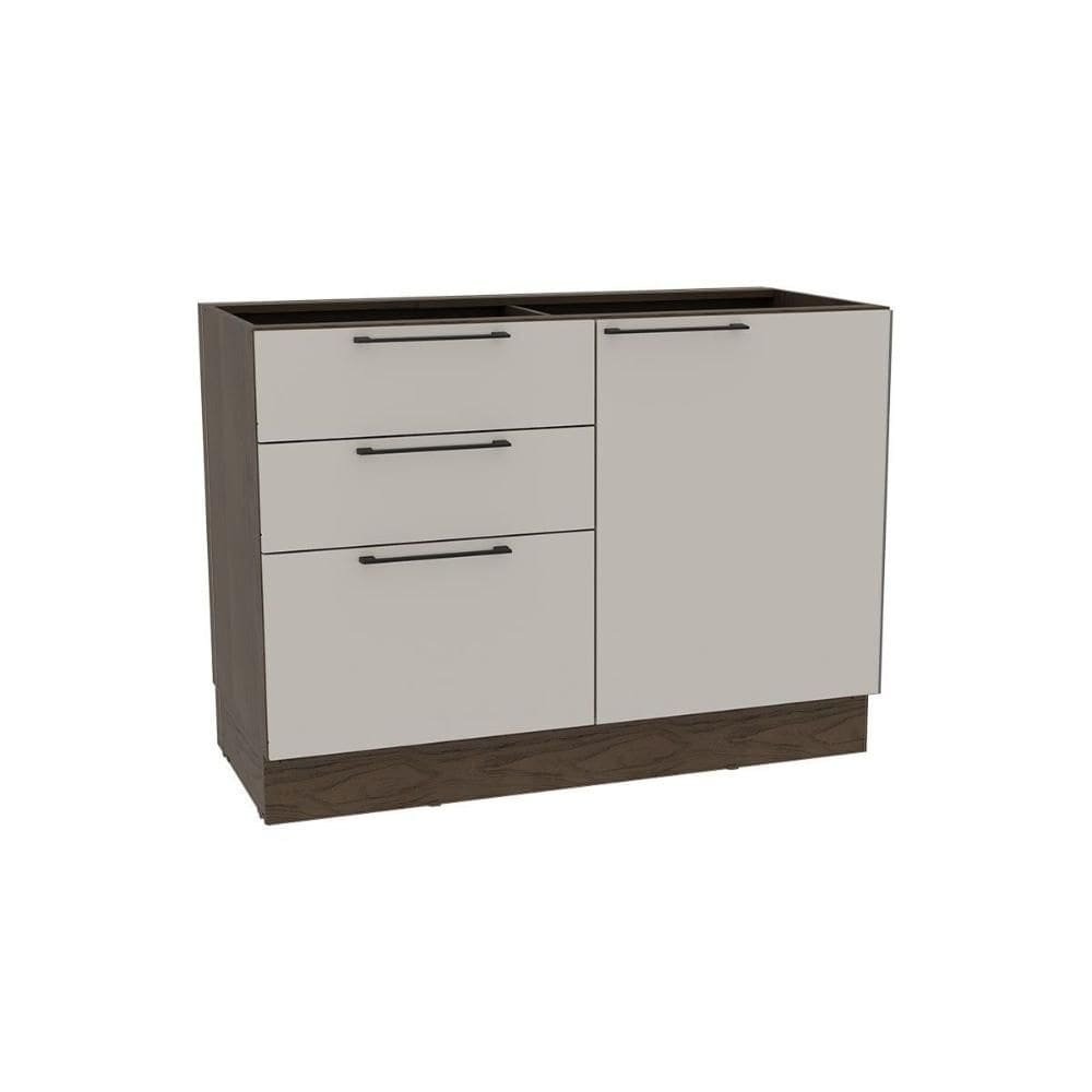 Balcão de Cozinha Amsterdam PH 3135 c/ 1 Porta e 3 Gavetas s/ Tampo 120cm Avela/Off White - Herval