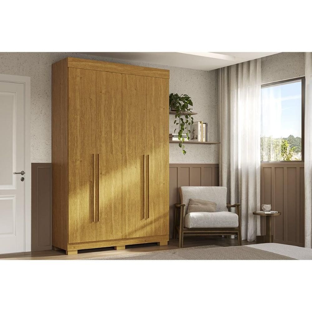 Guarda Roupa Solteiro 4 Portas e 2 Gavetas Ágata Cinamomo - ACP