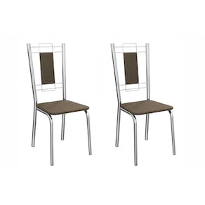 Cadeira Sala de Jantar Florença 2C005CR Aço Kit 2 Un Cromado/Suede Cappuccino - Kappesberg