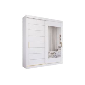 Guarda Roupa Casal 2 Portas de Correr (1 c/ Espelho) e 3 Gavetas Flora Branco - Panan