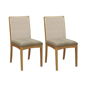 Cadeira Sala de Jantar Lara 2CMM007CA Premium Madeira Maciça Kit 2 Un Carvalho/Boucle Bege Fendi/Tela Bege - Kappesberg