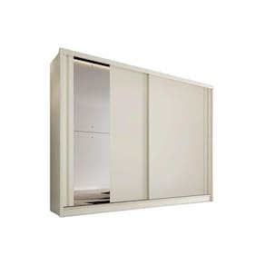 Guarda Roupa Casal 2 Portas de Correr (1 c/ Espelho) e 4 Gavetas Monterey Off White - Europa