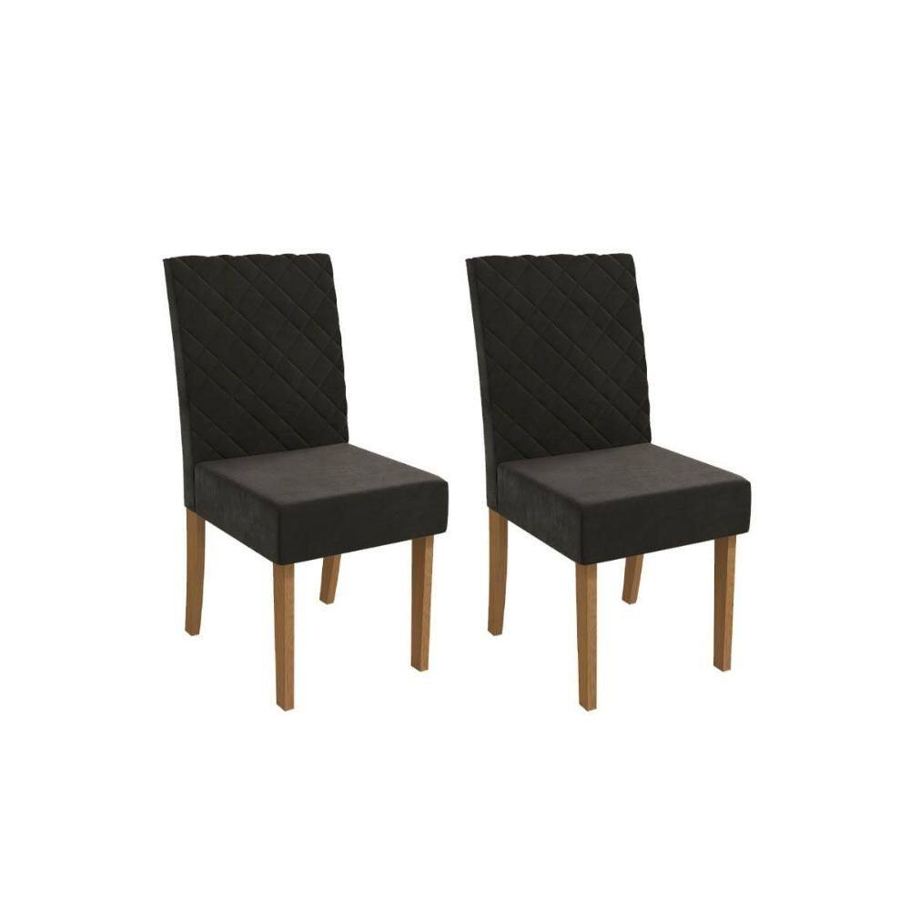 Cadeira Sala de Jantar Verbena 2CAD133 Madeirado Kit 2 Un Canela/Suede Grafite - Kappesberg