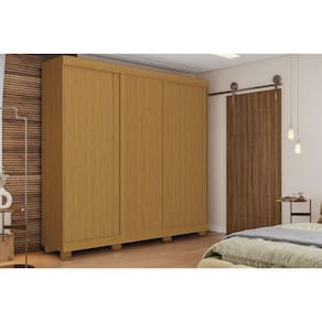 Guarda Roupa Casal 3 Portas de Correr e 4 Gavetas Zara Flex Cinamomo/Cinamomo ou Off White - ACP