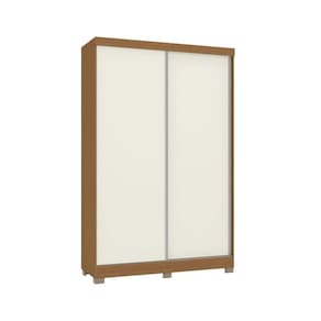 Guarda Roupa Solteiro 2 Portas de Correr e 2 Gavetas c/ Pés CB02N571 Flex Canela/Canela ou Off White - Kappesberg