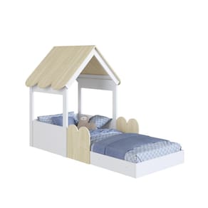 Cama Montessoriana Infantil Casa Solteiro Branco/Carvalho Araguaia - Completa Móveis