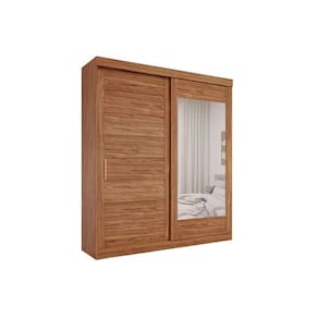 Guarda Roupa Casal 2 Portas de Correr (1 c/ Espelho) e 3 Gavetas Flora Cinamomo - Panan