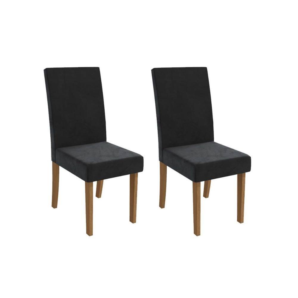 Cadeira Sala de Jantar Dália 2CAD131 Madeirado Kit 2 Un Canela/Suede Preto - Kappesberg