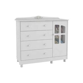 Cômoda Infantil Elô c/ 1 Porta Cristal e 4 Gavetas Branco - Peroba